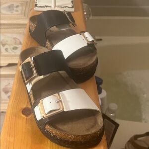 Black and White Sandals